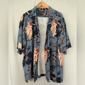 Hilo Hattie Kim Taylor Reeve Men’s Aloha Hula Girl Hawaiian Shirt Size L
